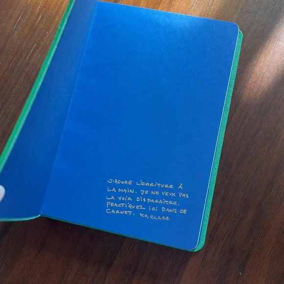 Clare V. For Anthropologie Green Stripe Monogram H Notebook NEW - Picture 9 of 11